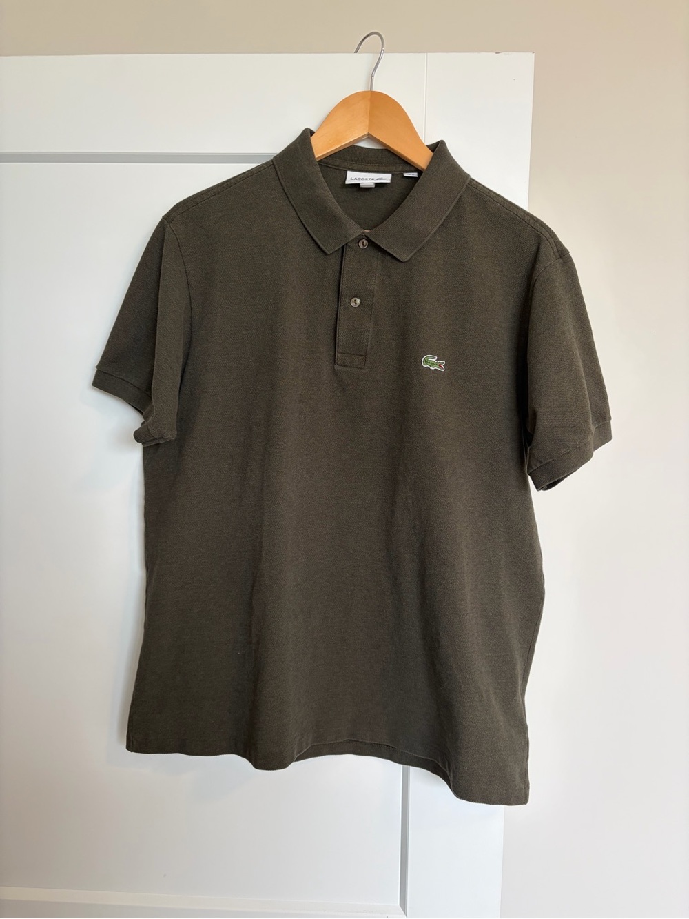 Lacoste classic fit short sleeve army green polo size 6/US XL